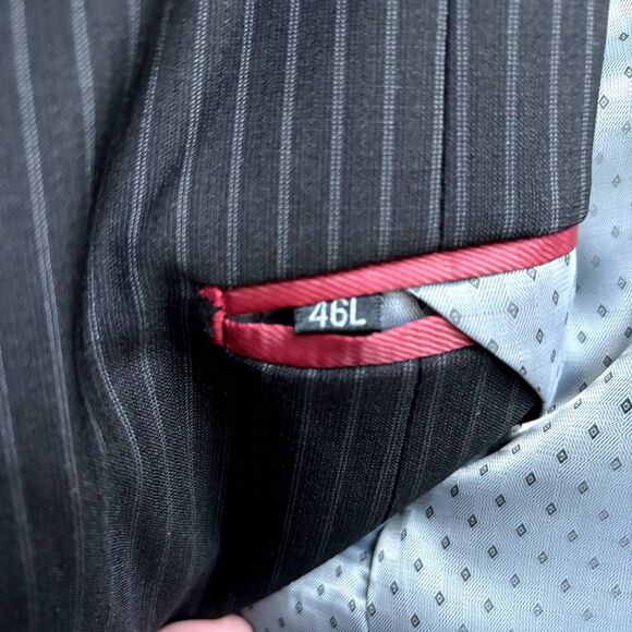 Elegante Gentiluomo Italiana Collezione Blazer Jacket Men’s 46L Black Pin Stripe - Picture 8 of 9